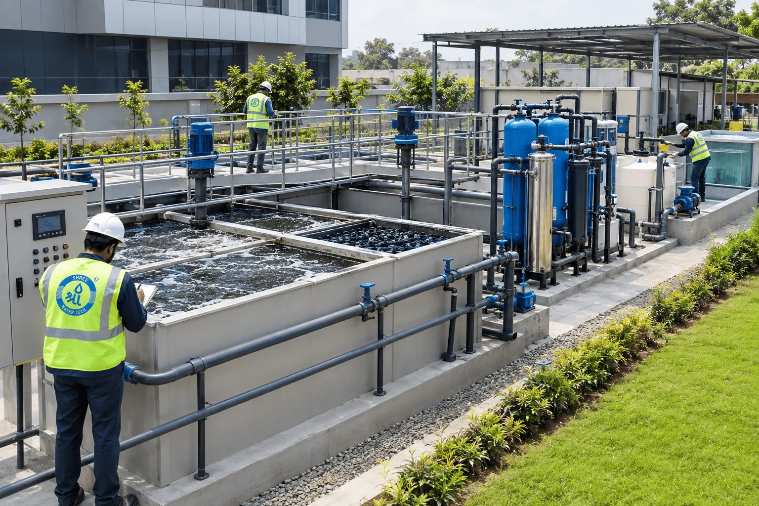 250 KLD MBBR sewage treatment plant at a commercial facility in Pune, built by Shree Water Tech