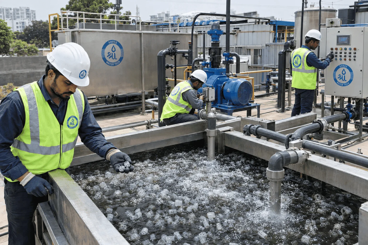 MBBR Sewage Treatment Plant manufacturer in Pune with biofilm carriers