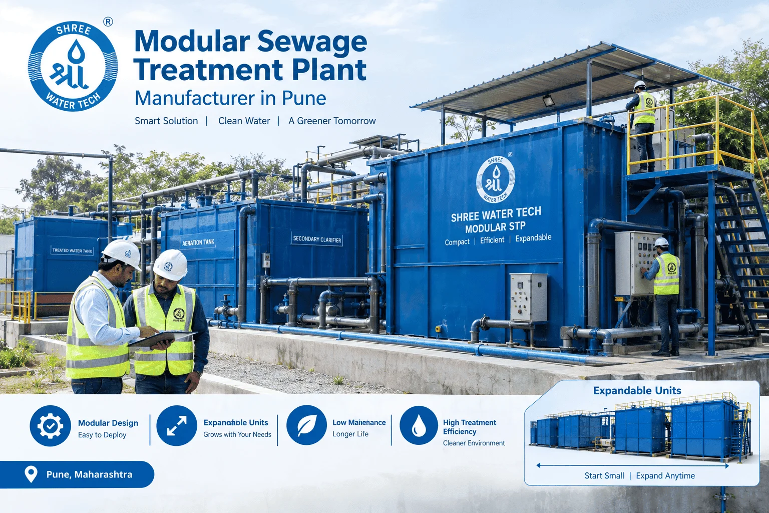 Modular Sewage Treatment Plant manufacturer in Pune with expandable units