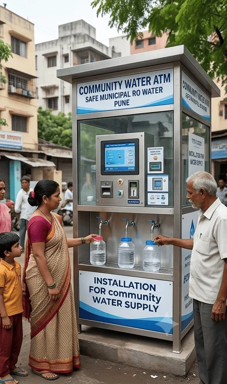 Community water ATM Municipal RO plant installation Pune