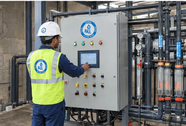 PLC control panel of industrial RO plant